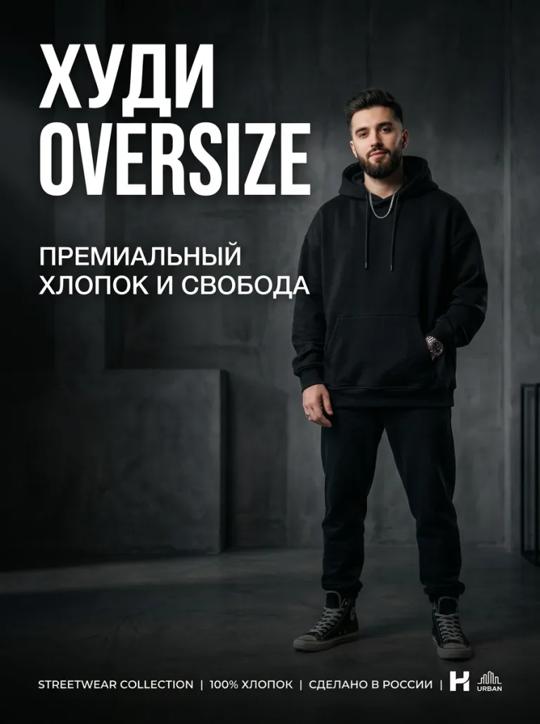Карточка ItemCard: Худи оверсайз из хлопка, унисекс